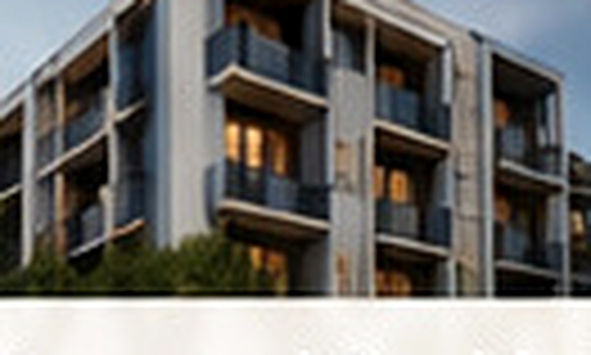Edificio residencial moderno, representación de avalúos y mercado inmobiliario
