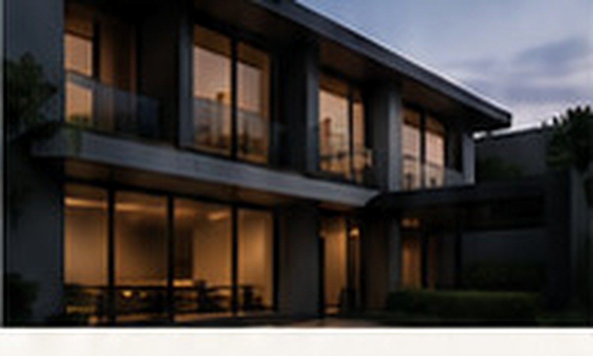 Casa moderna al atardecer, representación de tasaciones y mercado inmobiliario